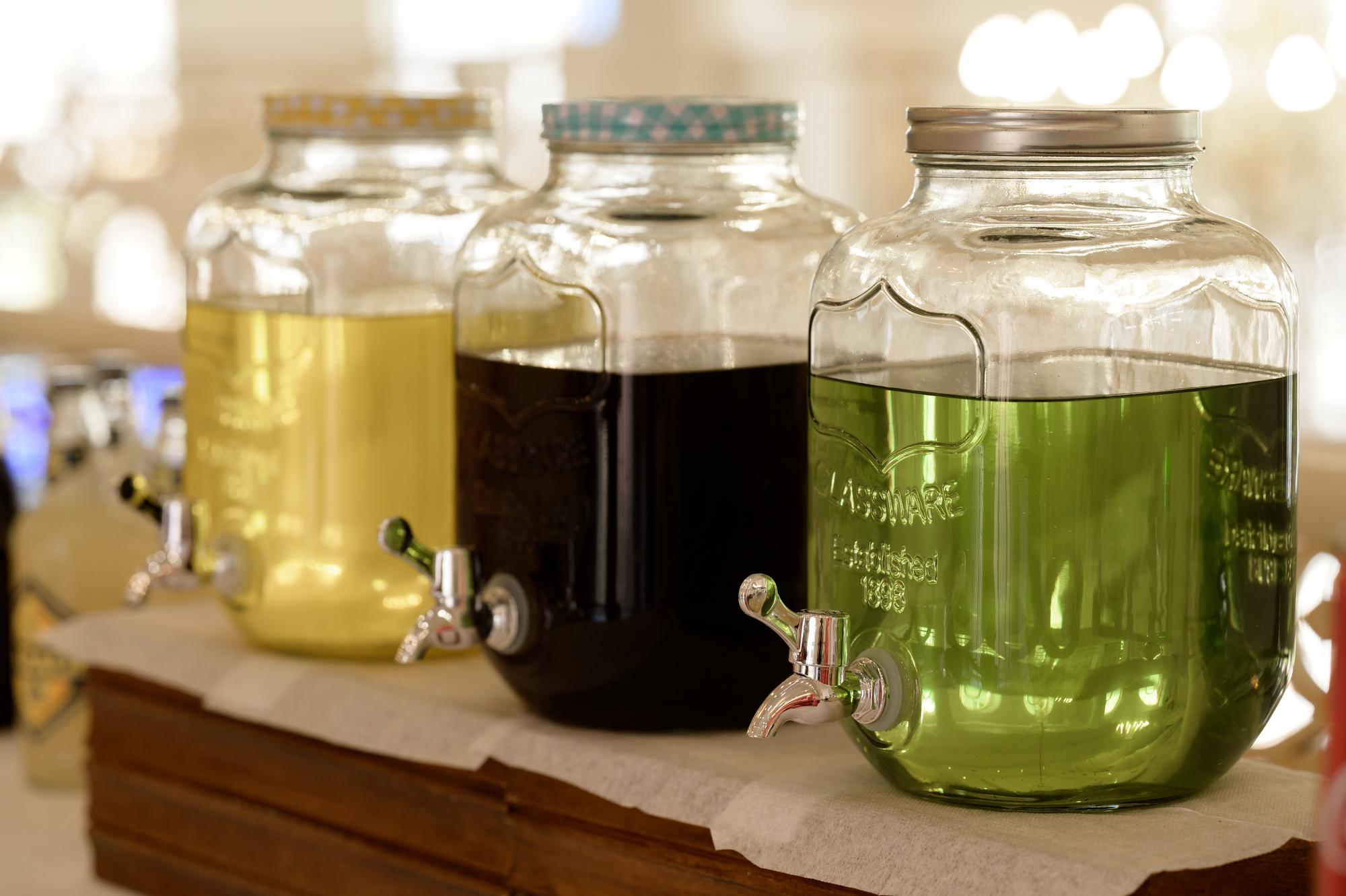 Fermentation jars on shelf in studio
